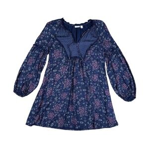 Nordstrom HINGE Boho Floral Mini Dress Cottagecore‎ Peasant Style XS